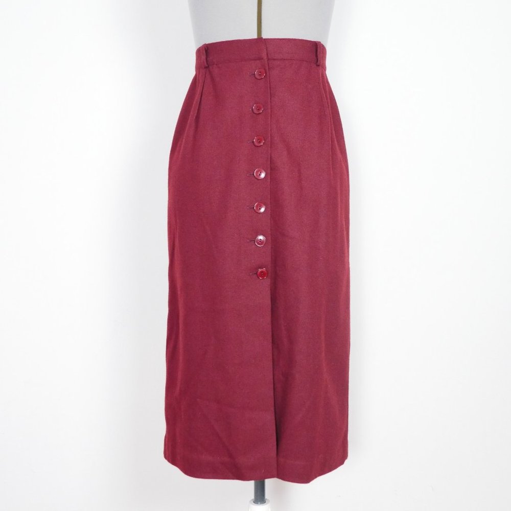 Vintage Casual Corner Burgundy Wool Midi Skirt Size